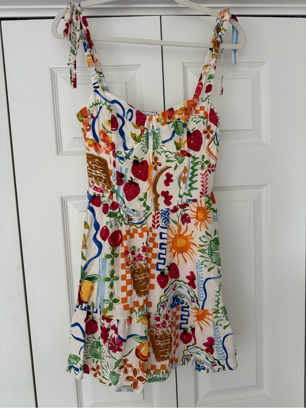 Dress Forum White Multi-Color Print Sundress